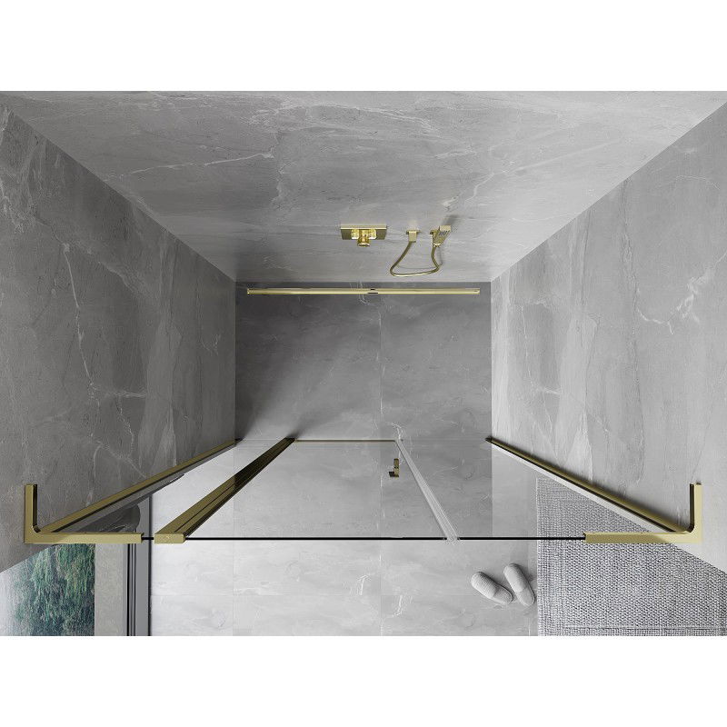 Mexen Mist L 160 cm Hinged Shower Door, Transparent, Gold - 8A4L-160-001-50-00