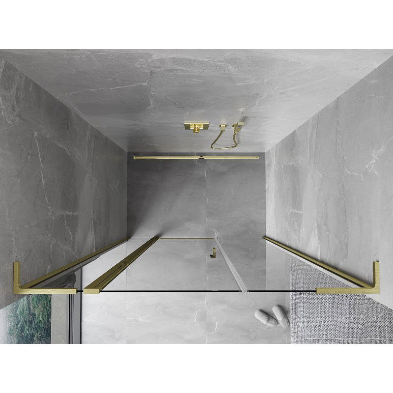 Mexen Mist L hinged shower door 150 cm, transparent, brushed gold - 8A4L-150-001-55-00