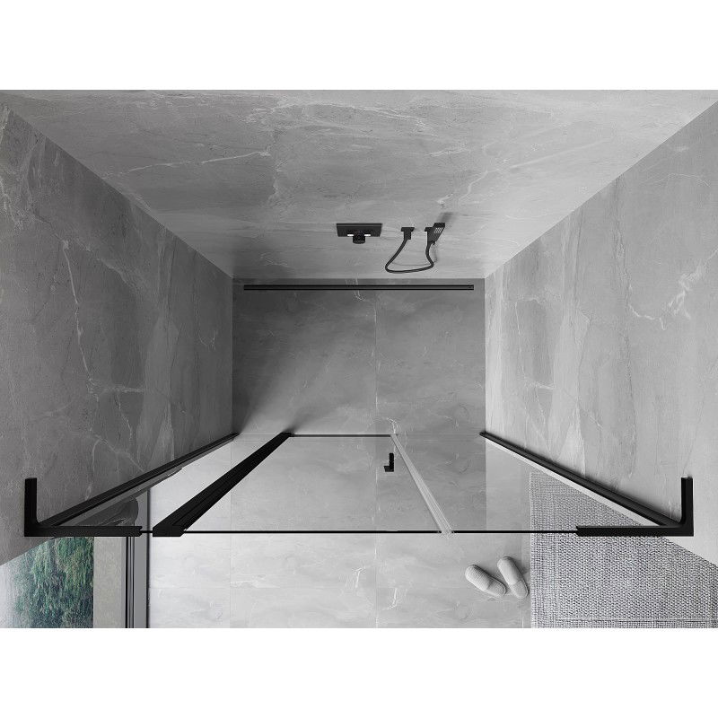 Mexen Mist L shower door pivot 145 cm, transparent, black - 8A4L-145-001-70-00