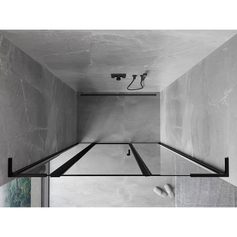 Mexen Mist L 135 cm Left Hinged Shower Door, Black Frame, Black - 8A4L-135-001-70-70-L