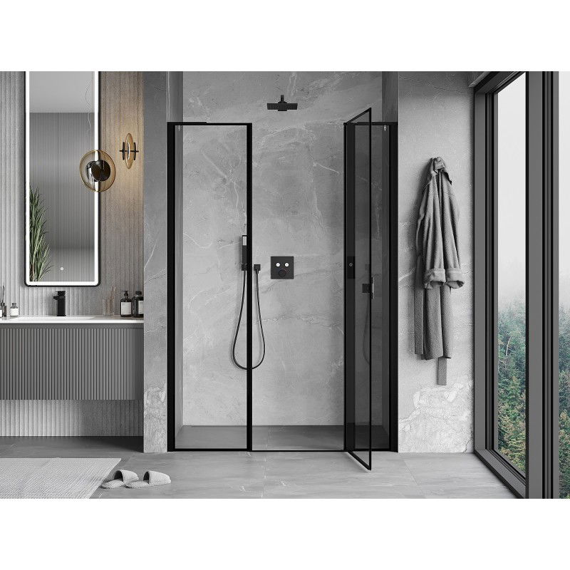 Mexen Mist L right-hinged shower door 140 cm, black frame, black - 8A4L-140-001-70-70-P