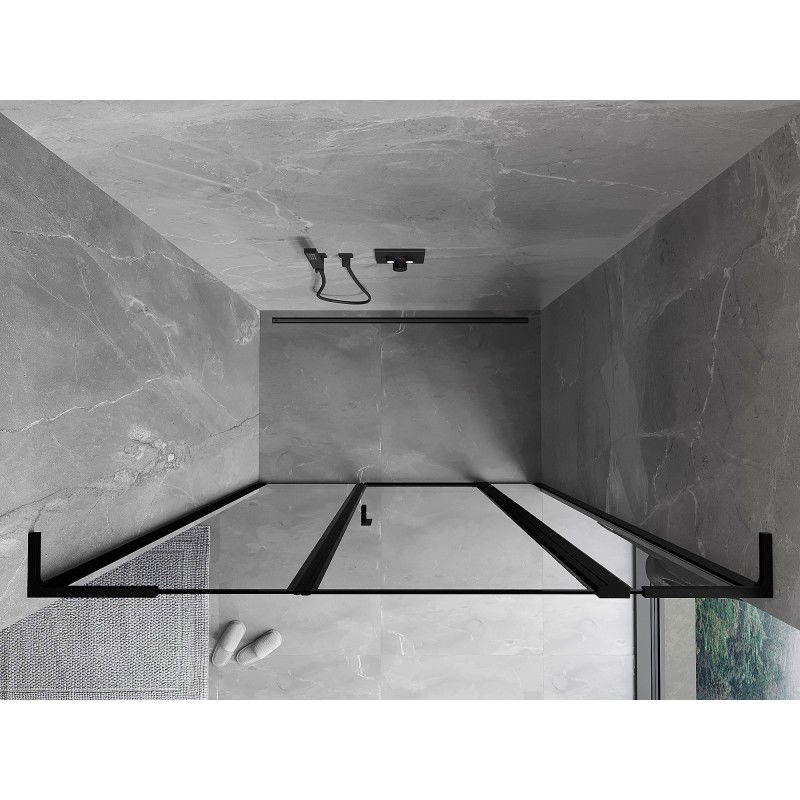 Mexen Mist L right swing shower door 150 cm, black frame, black - 8A4L-150-001-70-70-P