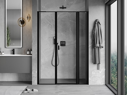 Mexen Mist L right-hinged shower door 160 cm, black frame, black - 8A4L-160-001-70-70-P
