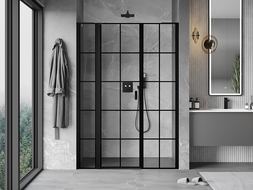 Mexen Mist L left folding shower door 135 cm, black grid, black - 8A4L-135-001-70-77-L