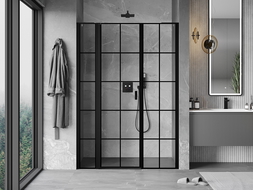 Mexen Mist L left hinged shower door 140 cm, black grid, black - 8A4L-140-001-70-77-L