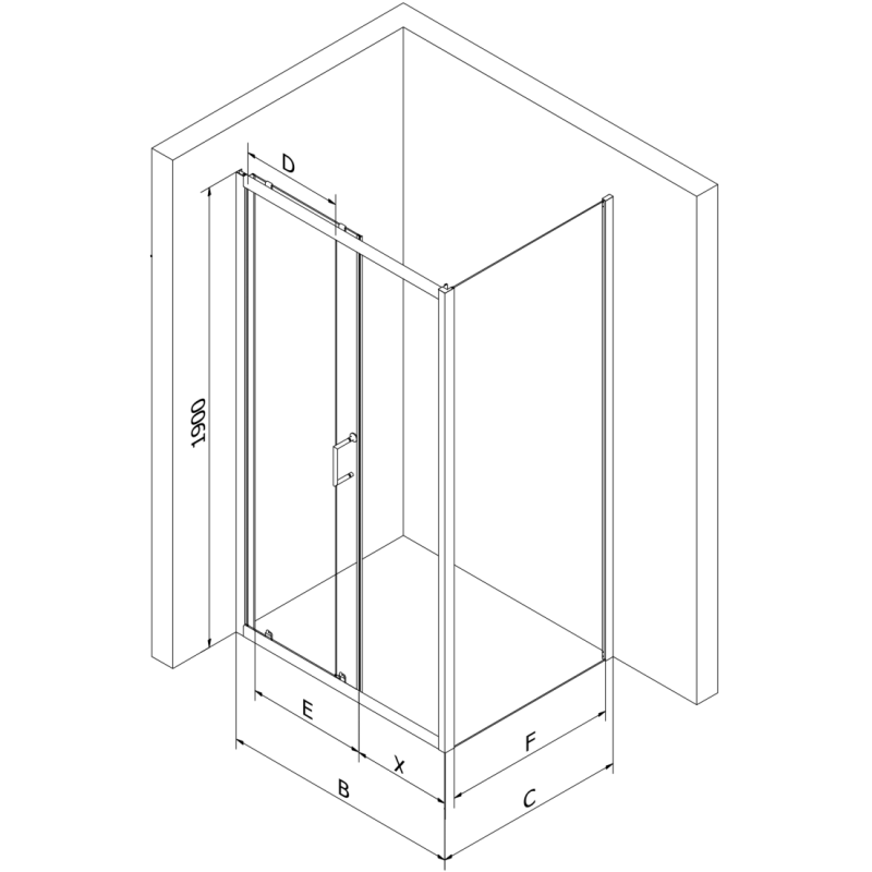 Mexen Apia sliding shower cabin 90 x 100 cm, transparent, chrome + Flat tray - 840-090-100-01-00-4010