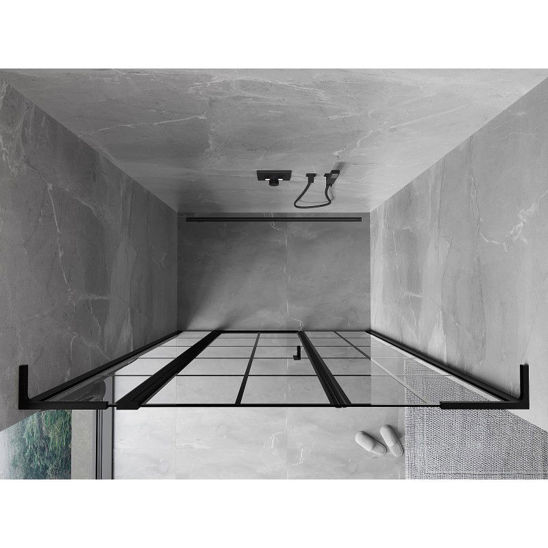 Mexen Mist L left hinged shower door 160 cm, black grid, black - 8A4L-160-001-70-77-L