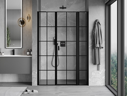 Mexen Mist L right-hinged shower door 140 cm, black grid, black - 8A4L-140-001-70-77-P