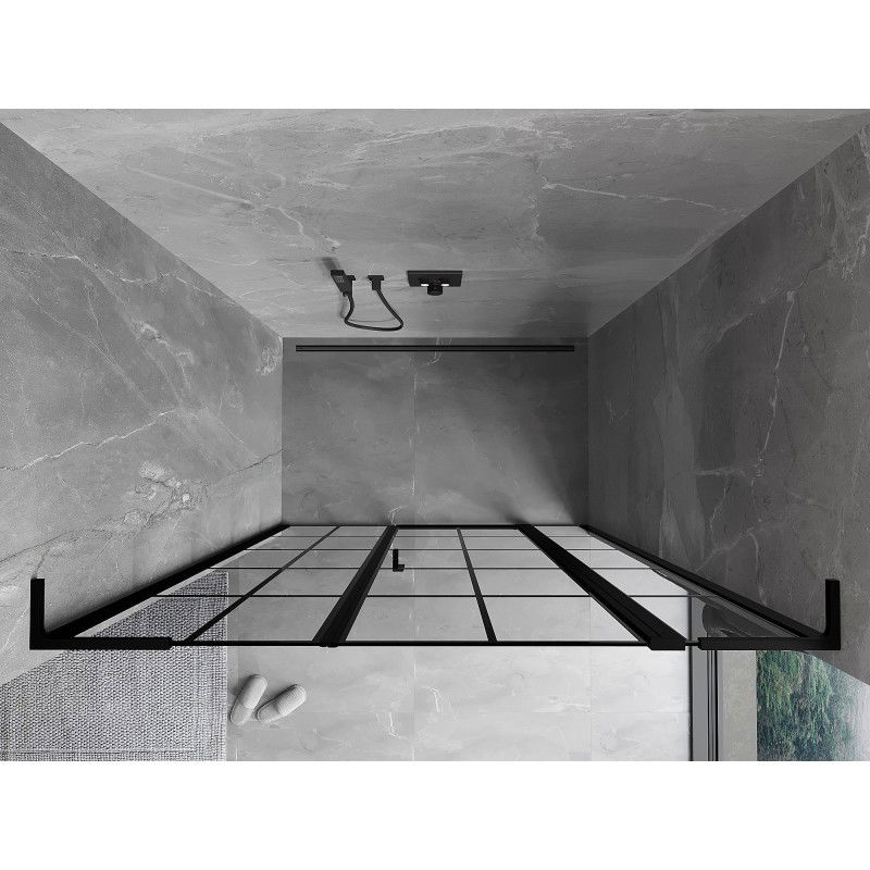 Mexen Mist L right-hand hinged shower door 145 cm, black grid, black - 8A4L-145-001-70-77-P