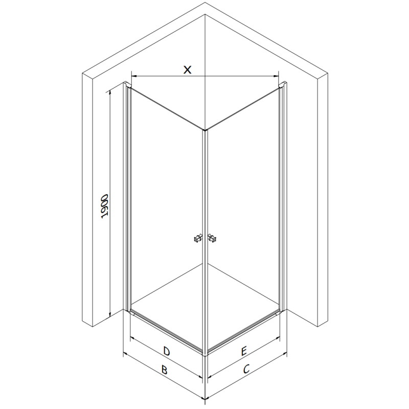 Mexen Pretoria Duo pivot shower cabin 80 x 80 cm, transparent, gold - 852-080-080-50-00-02