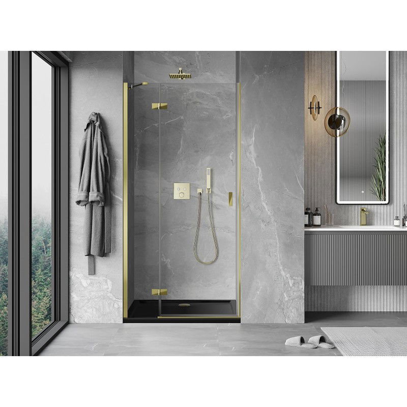Mexen Mist-H shower door hinged left 70 cm, transparent, gold - 8A5-070-000-50-00-L