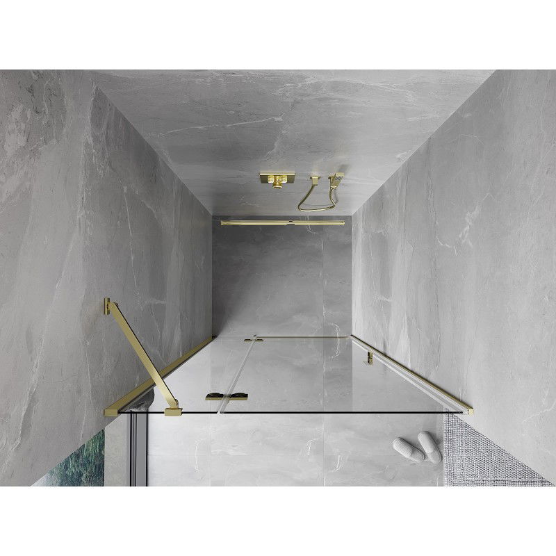 Mexen Mist-H shower door hinged left 80 cm, transparent, gold - 8A5-080-000-50-00-L