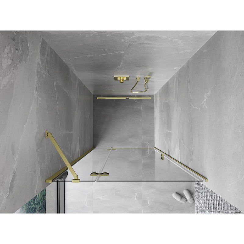 Mexen Mist-H left hinged shower door 75 cm, transparent, brushed gold - 8A5-075-000-55-00-L