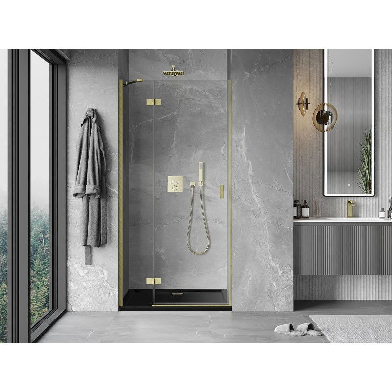 Mexen Mist-H left hinged shower door 85 cm, transparent, gold brushed - 8A5-085-000-55-00-L