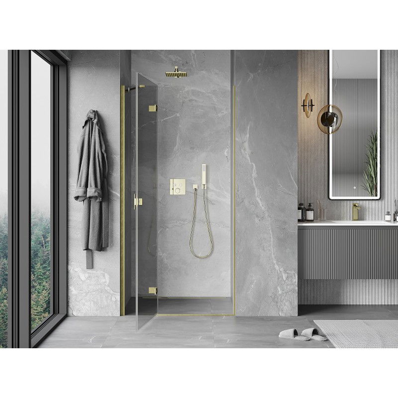 Mexen Mist-H 120 cm Left Hinged Shower Door, Transparent, Brushed Gold - 8A5-120-000-55-00-L