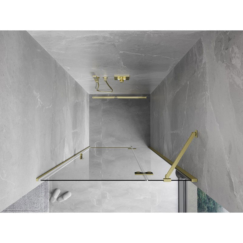 Mexen Mist-H right-handed shower door 120 cm, transparent, brushed gold - 8A5-120-000-55-00-P