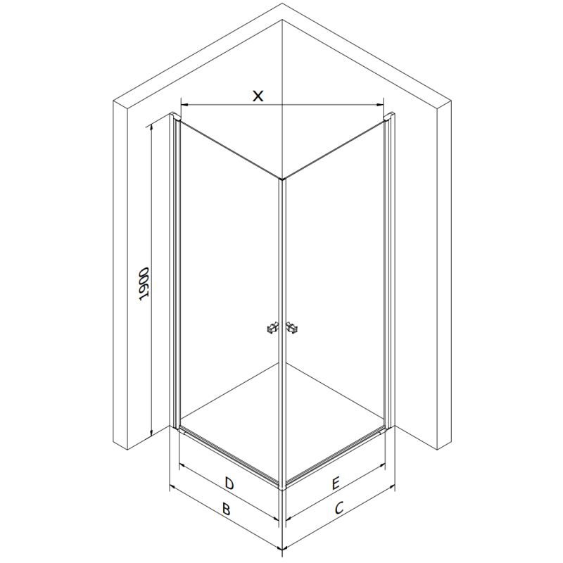 Mexen Pretoria Duo 80 x 80 cm Hinged Shower Enclosure, Transparent, Chrome + Flat Tray - 852-080-080-01-02-4010