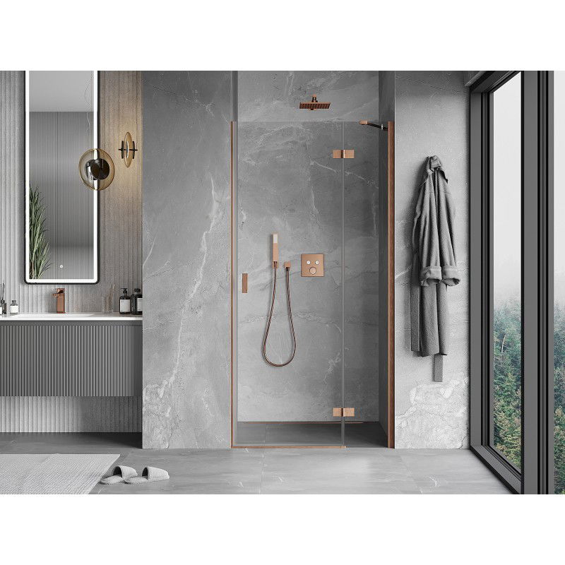 Mexen Mist-H 80 cm Pivot Shower Door, Right Hand, Transparent, Brushed Copper - 8A5-080-000-65-00-P