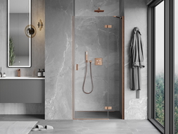 Mexen Mist-H right-hinged shower door 95 cm, transparent, brushed copper - 8A5-095-000-65-00-P