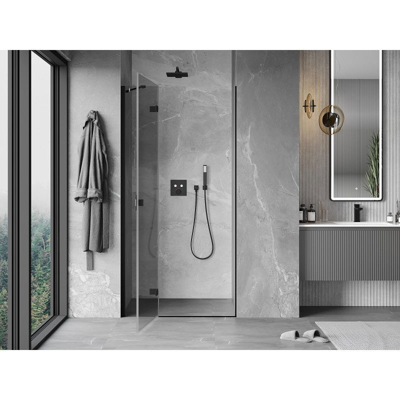Mexen Mist-H left hinged shower door 85 cm, transparent, black - 8A5-085-000-70-00-L