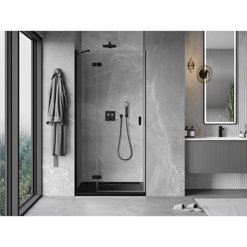 Mexen Mist-H left swing shower door 100 cm, transparent, black - 8A5-100-000-70-00-L