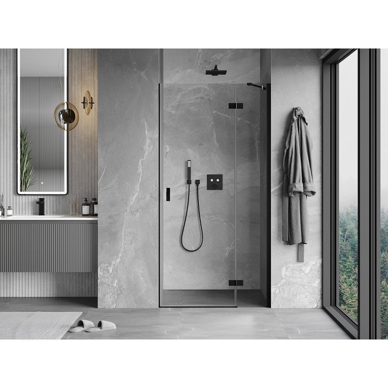 Mexen Mist-H 75 cm Right-Handed Swing Shower Door, Transparent, Black - 8A5-075-000-70-00-P