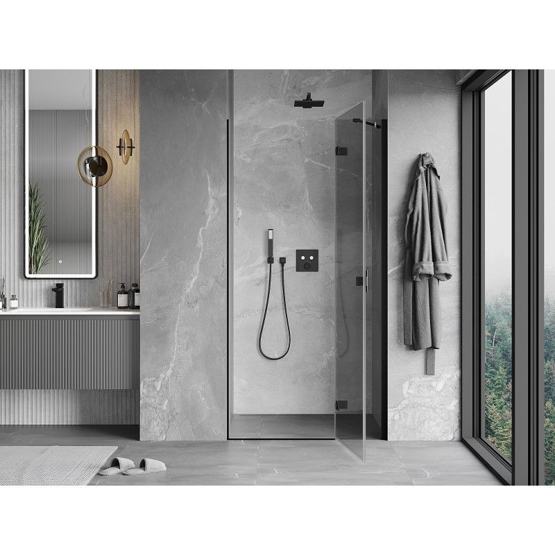 Mexen Mist-H right-hinged shower door 90 cm, transparent, black - 8A5-090-000-70-00-P