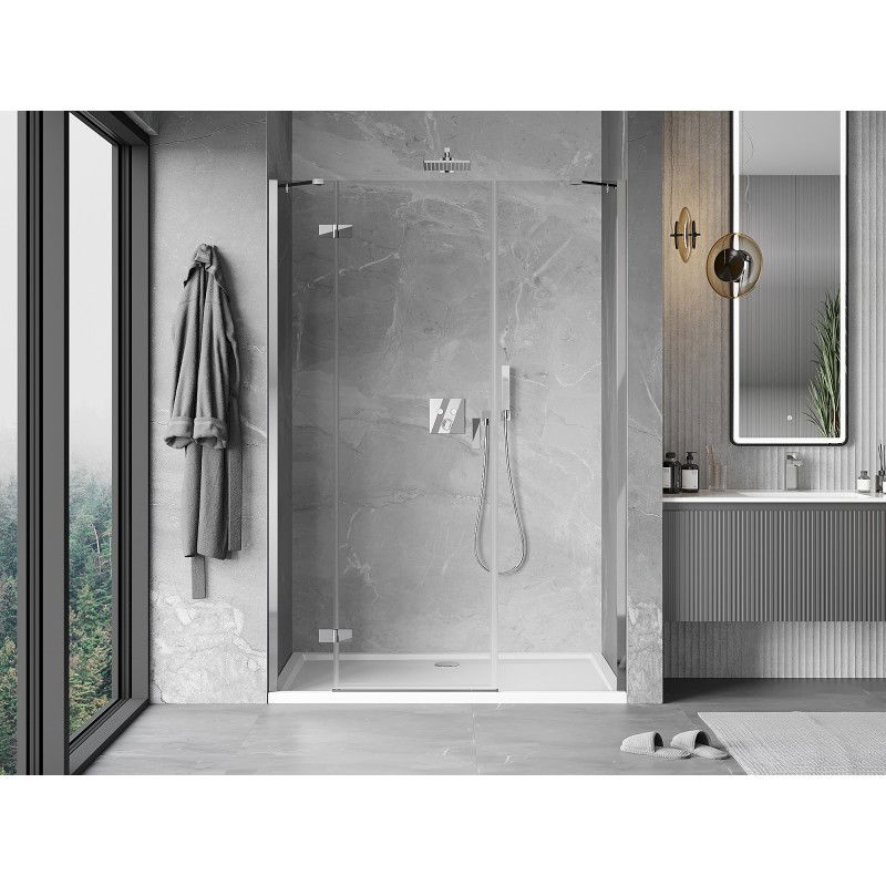Mexen Mist-H left hinged shower door 145 cm, transparent, chrome - 8A5-145-001-01-00-L
