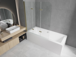 Mexen Felix 3-panel bathtub screen 120 x 140 cm, transparent, gold - 890-120-003-50-00