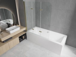 Mexen Felix 3-panel folding shower screen 120 x 140 cm, transparent, gold - 890-120-003-50-00