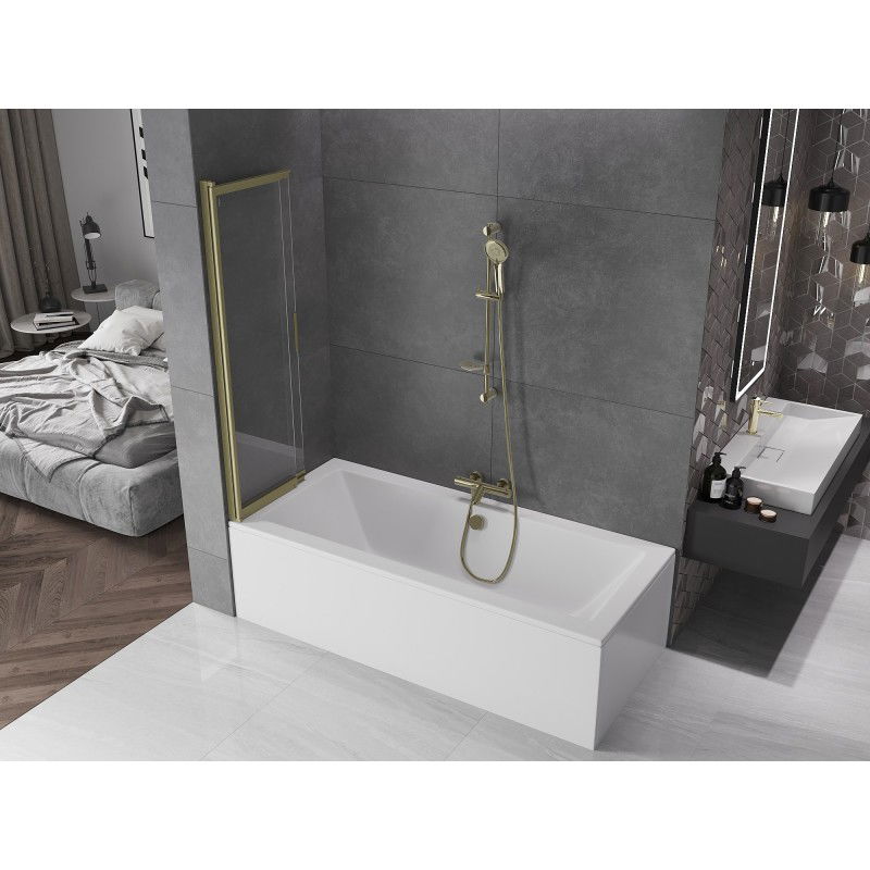 Mexen Fox 2-panel sliding shower screen 85 x 150 cm, transparent, brushed gold - 891-085-002-55-00