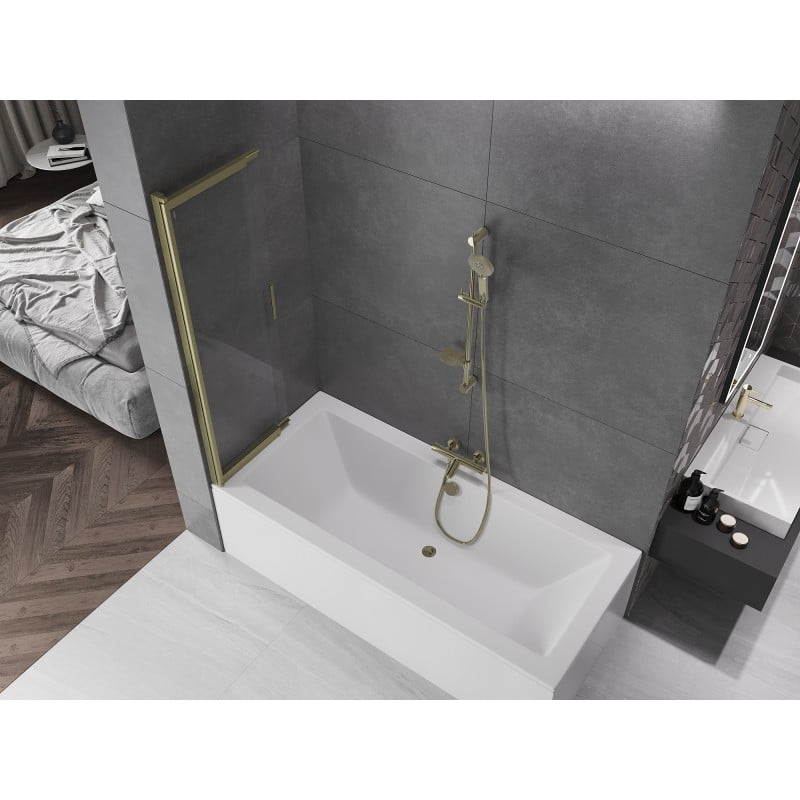 Mexen Fox 2-panel sliding shower screen 85 x 150 cm, transparent, brushed gold - 891-085-002-55-00