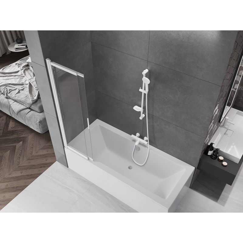 Mexen Fox 2-panel sliding bath screen 85 x 150 cm, transparent, white - 891-085-002-20-00