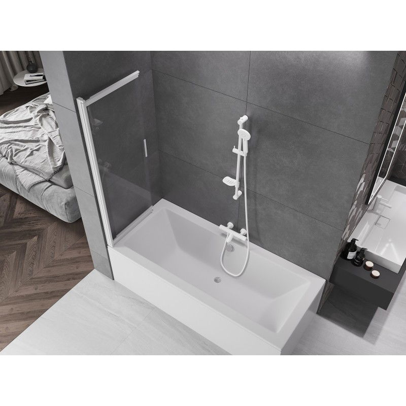 Mexen Fox 2-wing sliding bath screen 100 x 150 cm, transparent, white - 891-100-002-20-00