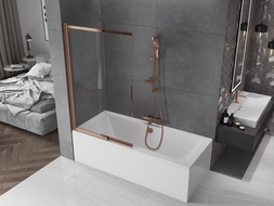 Mexen Fox 2-wing sliding bath screen 100 x 150 cm, transparent, brushed copper - 891-100-002-65-00
