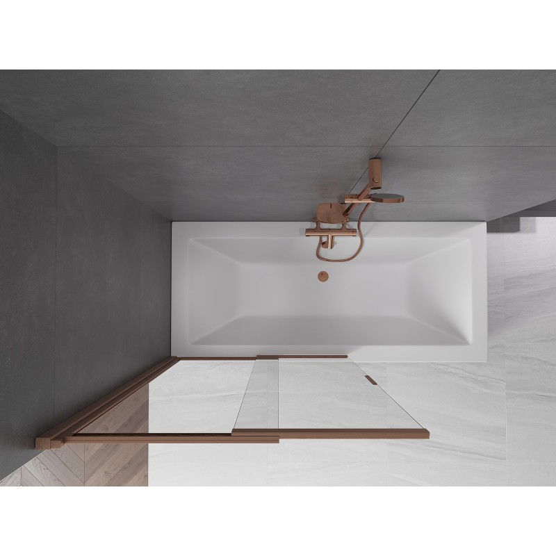 Mexen Fox 2-wing sliding bath screen 100 x 150 cm, transparent, brushed copper - 891-100-002-65-00