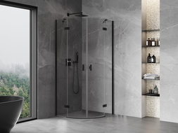 Mexen Mist semi-circular pivot shower cabin 90 x 90 cm, transparent, black - 8A33-090-090-70-00