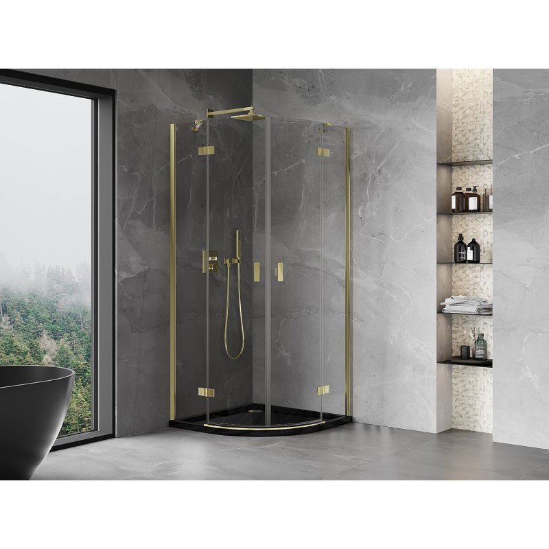 Mexen Mist semi-circular folding shower cabin 70 x 70 cm, transparent, gold - 8A33-070-070-50-00