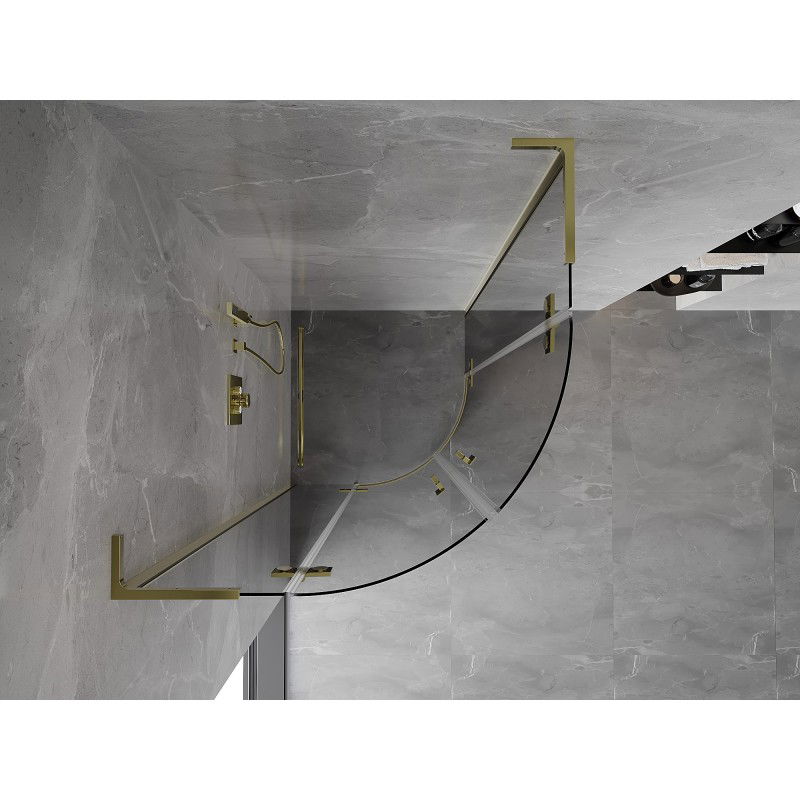 Mexen Mist L Semi-circular Hinged Shower Cabin 90 x 90 cm, Transparent, Gold - 8A33L-090-090-50-00