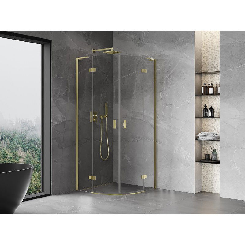 Mexen Mist L Semi-circular Hinged Shower Cabin 90 x 90 cm, Transparent, Gold - 8A33L-090-090-50-00
