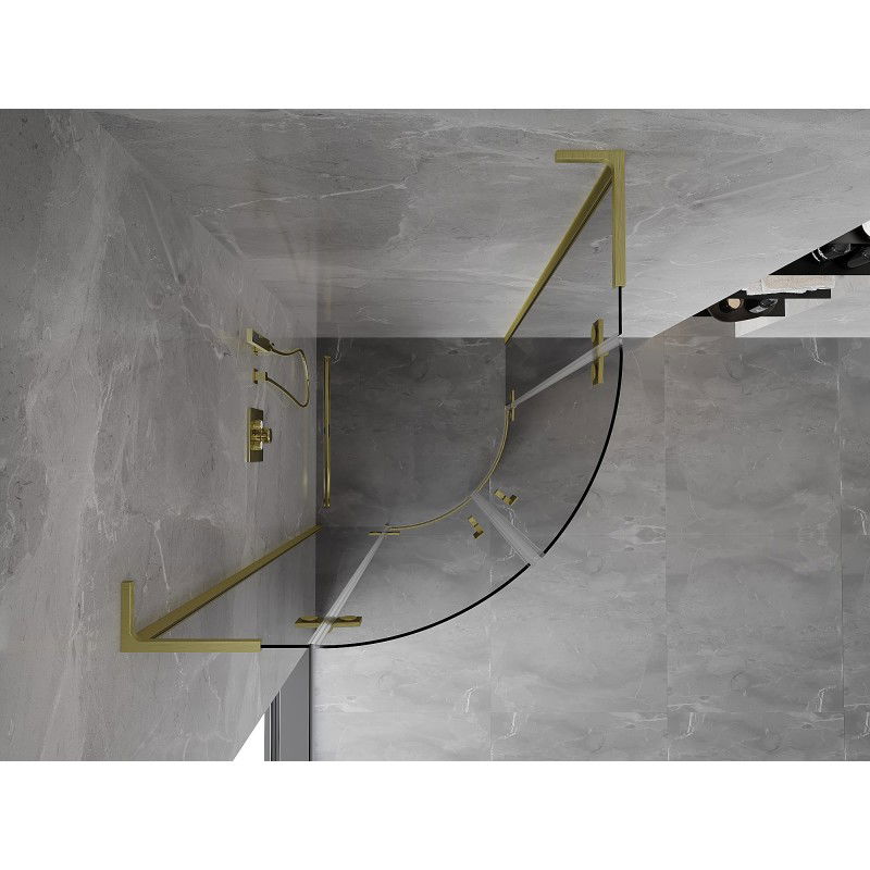 Mexen Mist L semi-circular pivot shower enclosure 100 x 100 cm, transparent, brushed gold - 8A33L-100-100-55-00