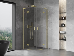 Mexen Mist L semi-circular hinged shower cabin 90 x 90 cm, transparent, brushed gold - 8A33L-090-090-55-00