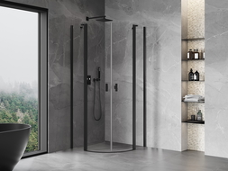 Mexen Mist semi-circular shower cabin hinged 100 x 100 cm, transparent, black - 8A32-100-100-70-00