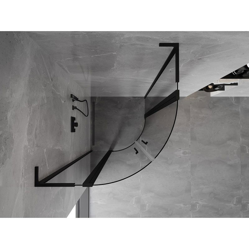 Mexen Mist L semi-circular hinged shower enclosure 90 x 90 cm, transparent, black - 8A32L-090-090-70-00