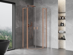 Mexen Mist L semi-circular shower enclosure 90 x 90 cm, transparent, brushed copper - 8A32L-090-090-65-00