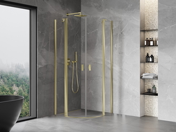 Mexen Mist semi-circular swing shower enclosure 80 x 80 cm, transparent, gold - 8A32-080-080-50-00