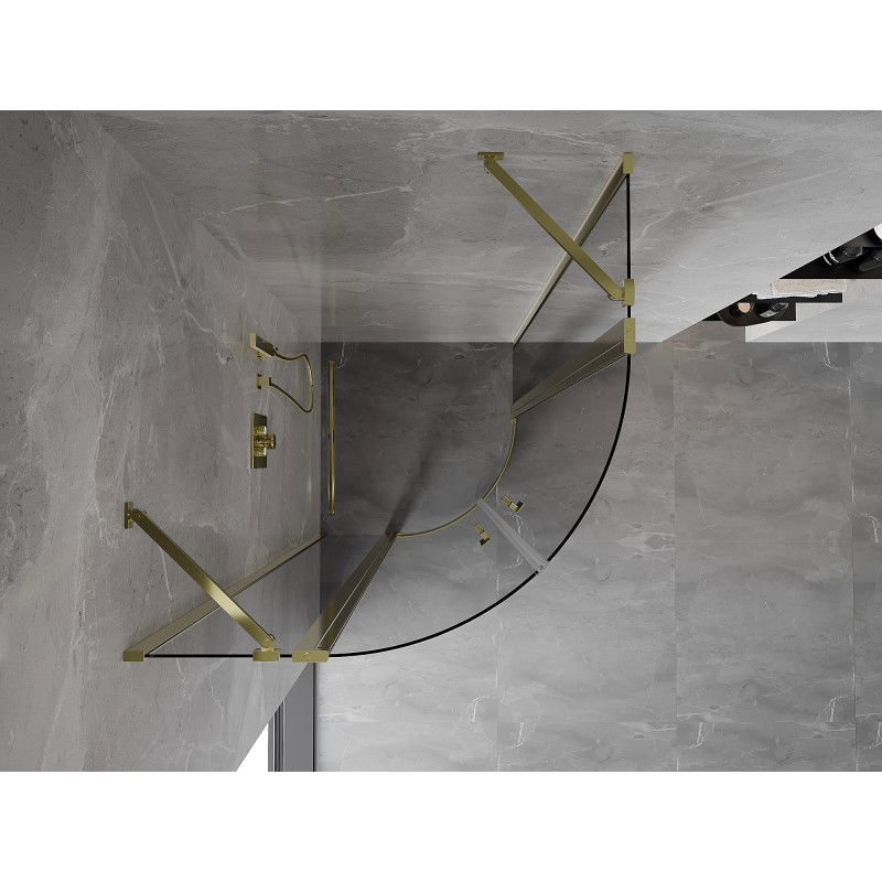 Mexen Mist semi-circular pivot shower enclosure 100 x 100 cm, transparent, gold - 8A32-100-100-50-00