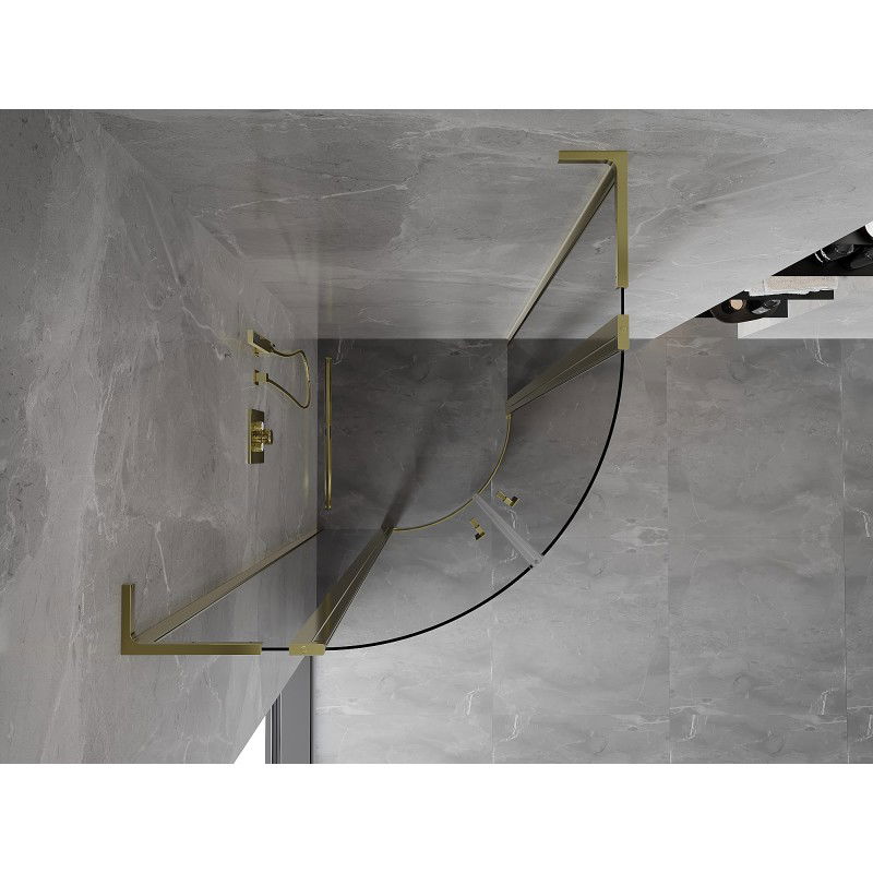 Mexen Mist L semi-circular shower cabin with hinged door 80 x 80 cm, transparent, gold - 8A32L-080-080-50-00