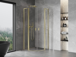 Mexen Mist L semi-circular pivot shower cabin 90 x 90 cm, transparent, gold - 8A32L-090-090-50-00