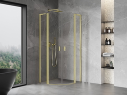 Mexen Mist L semi-circular hinged shower cabin 90 x 90 cm, transparent, brushed gold - 8A32L-090-090-55-00